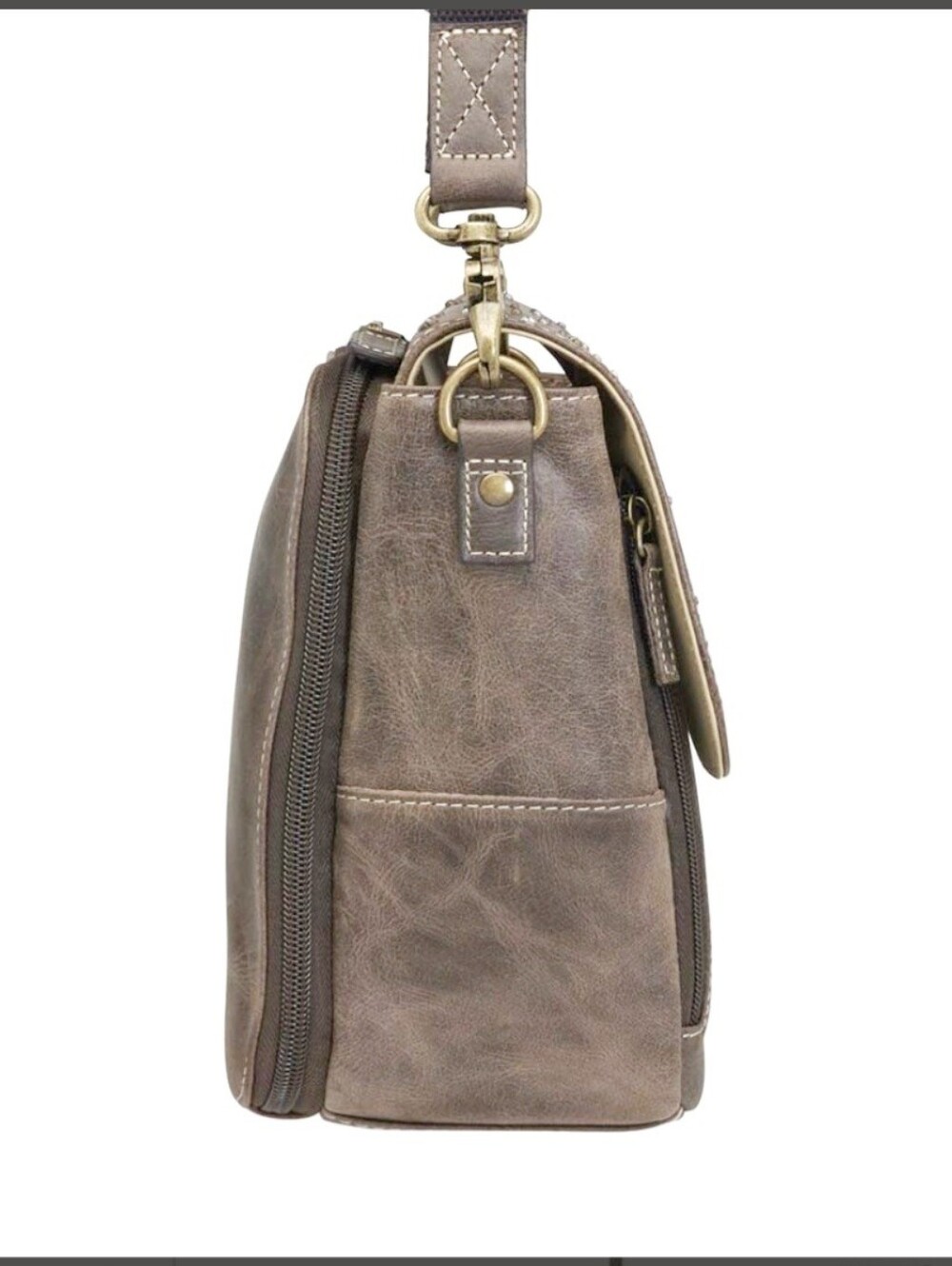 Gun Tote'n Mamas Distressed Leather Conceal Carry Crossbody - Picture 7 of 14